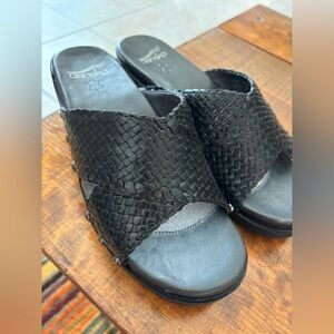 Dansko Black Mules with Sophisticated Textured Design